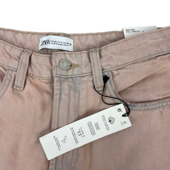 NWT ZARA Mid Rise Full Length Bootcut Jean Sz 4 Raw Destroyed Hem - Picture 7 of 10